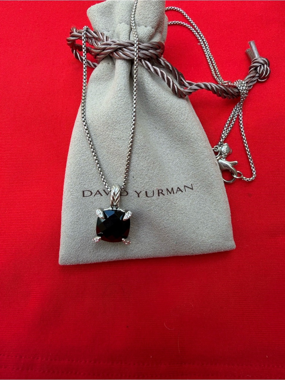 David Yurman 925 Silver Chatelaine Black Onyx Necklace